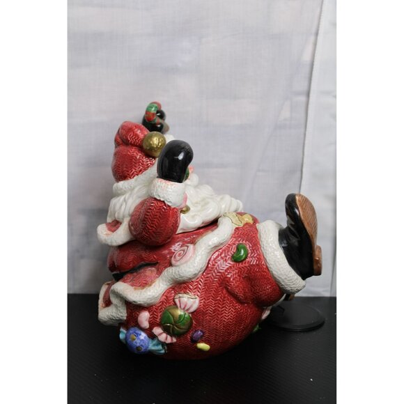 Fitz And Floyd 1996 Whimsical Merry And Bright Santa Cookie Jar - Picture 4 of 9